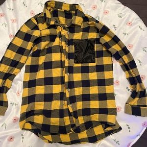 Yellow plaid flannel long sleeve Medium
